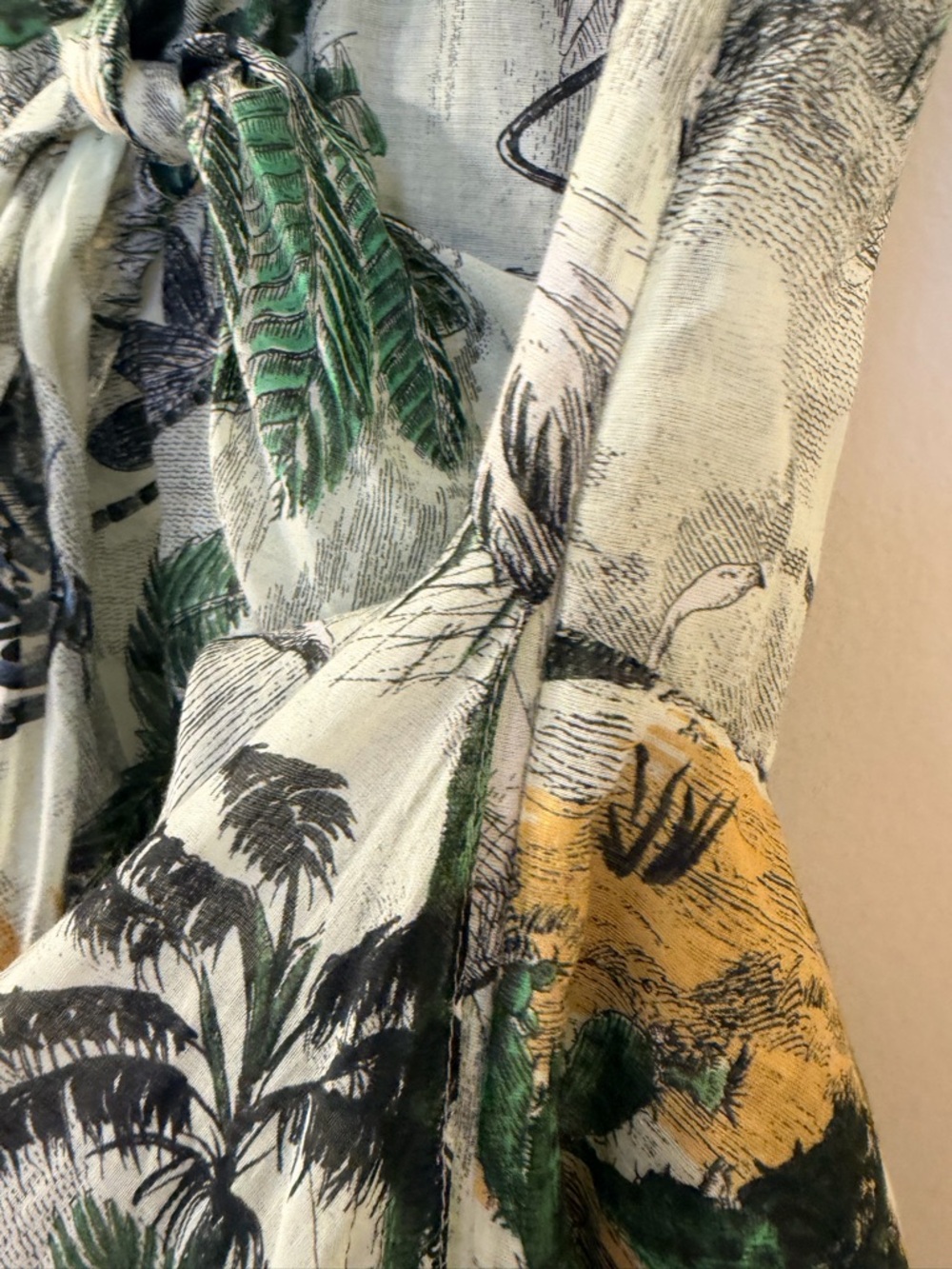 Dior Green and Black Tropical Print Collared Dress - Picture 6 of 12